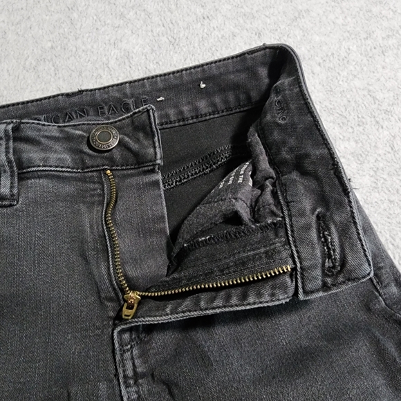 American Eagle Hi Rise Jegging Womens Size 2 Long Black Stretch Denim Jeans - Picture 5 of 16